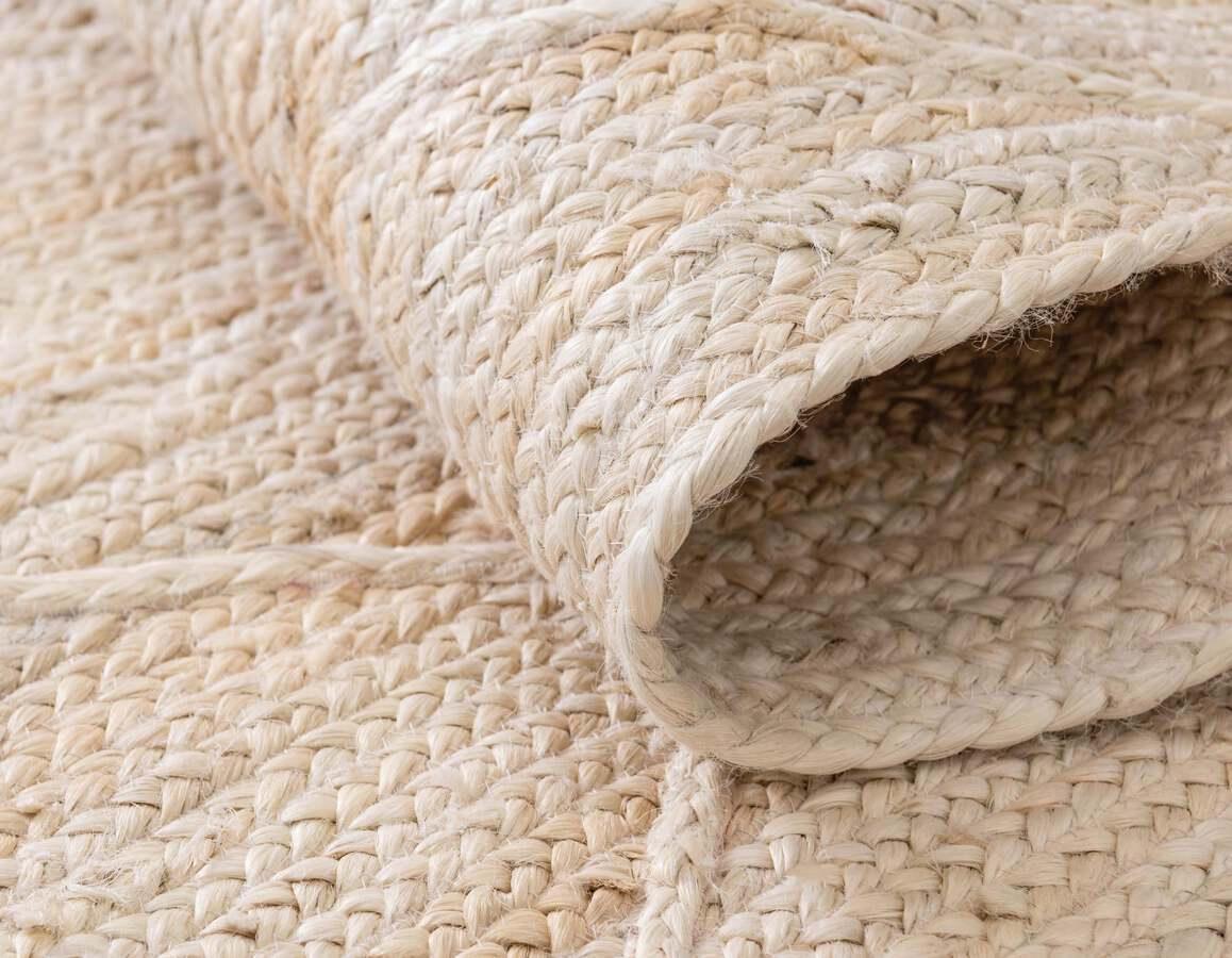Unique Loom Indoor Rugs - Braided Jute Trellis 8x10 Rectangular Rug Beige