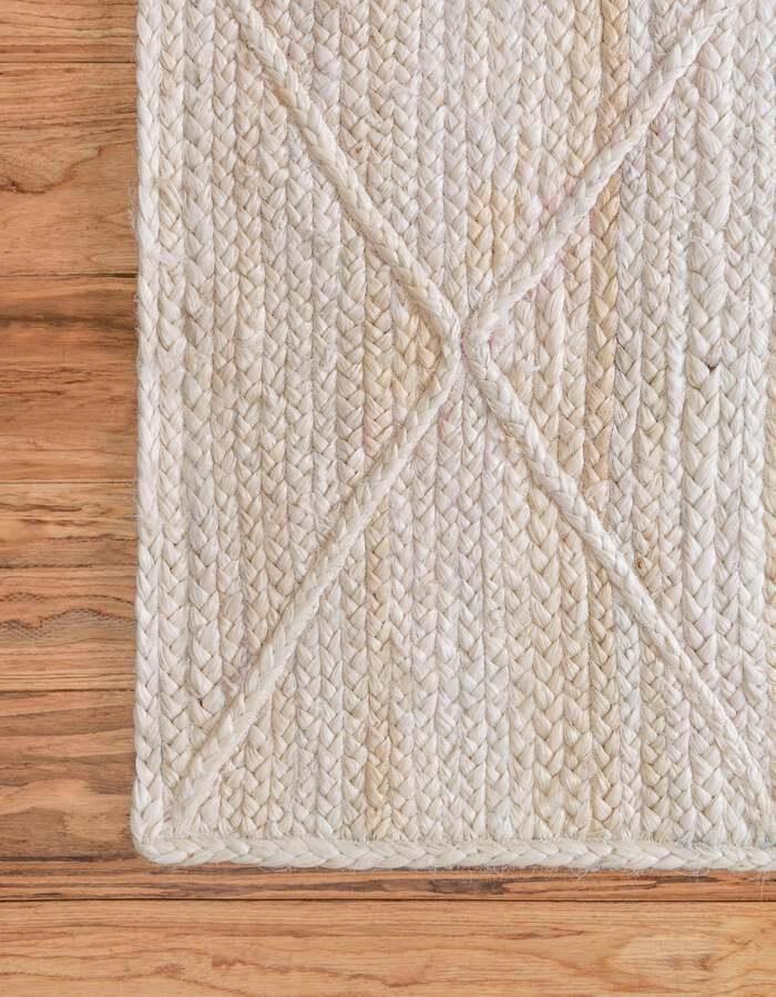 Unique Loom Indoor Rugs - Braided Jute Trellis 8x10 Rectangular Rug Beige