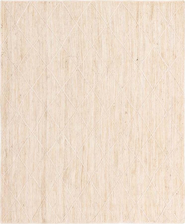 Unique Loom Indoor Rugs - Braided Jute Trellis 8x10 Rectangular Rug Beige