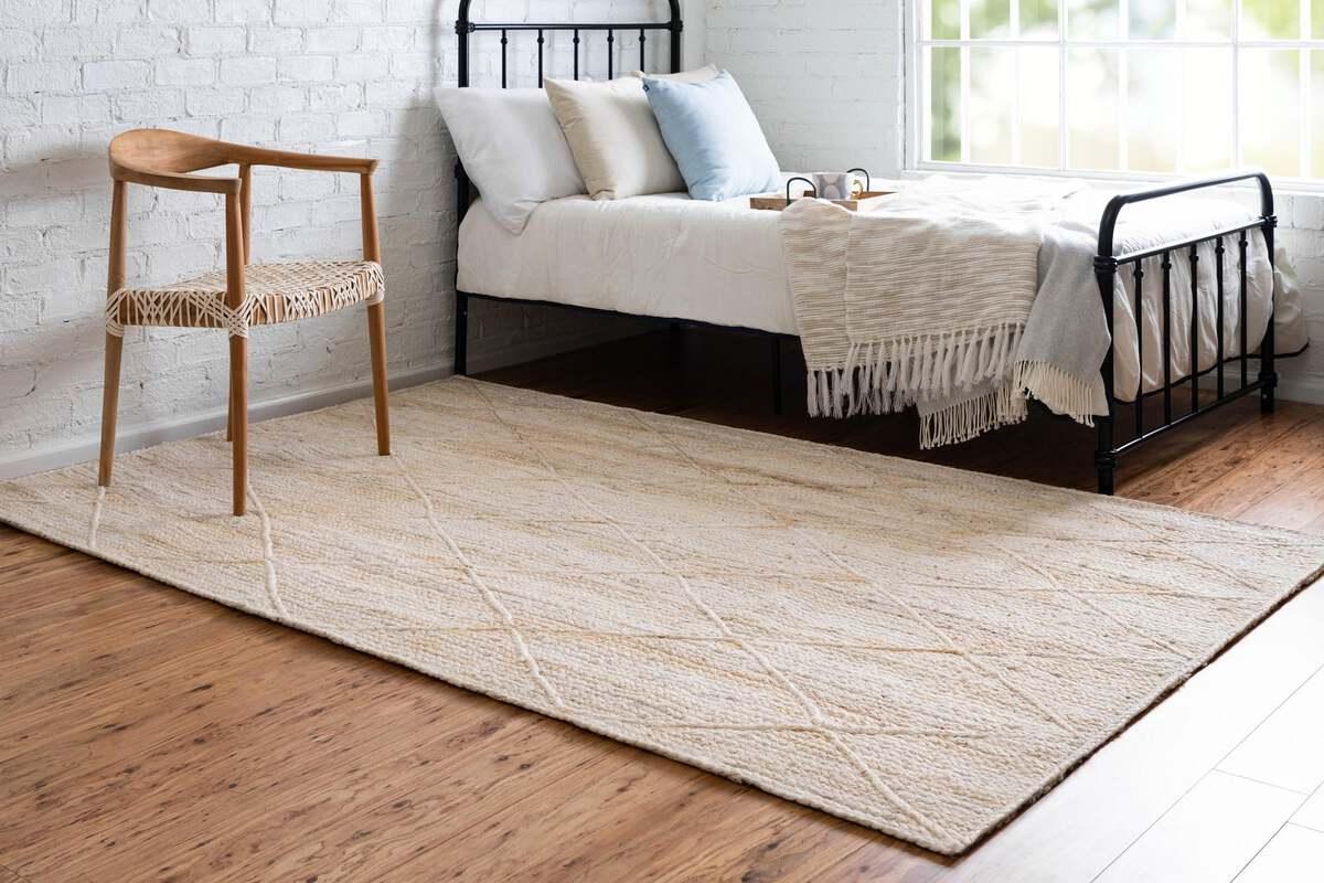 Unique Loom Indoor Rugs - Braided Jute Trellis 8x10 Rectangular Rug Beige