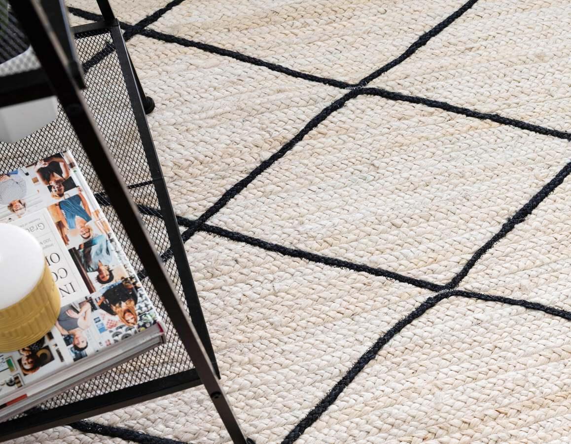 Unique Loom Indoor Rugs - Braided Jute Trellis 8x11 Rectangular Rug Ivory