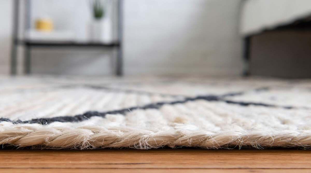Unique Loom Indoor Rugs - Braided Jute Trellis 8x11 Rectangular Rug Ivory