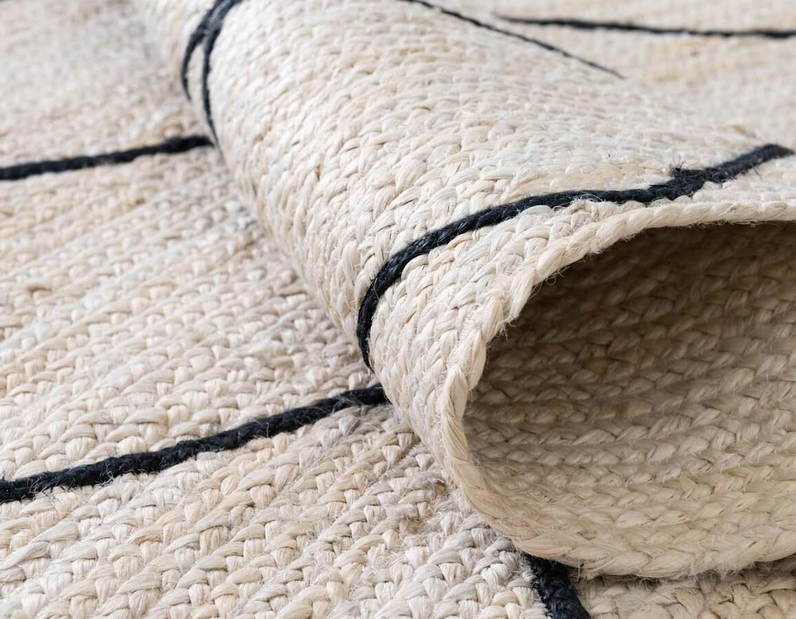 Unique Loom Indoor Rugs - Braided Jute Trellis 8x11 Rectangular Rug Ivory