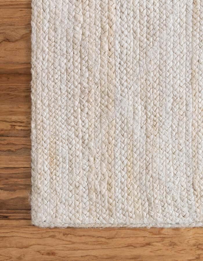 Unique Loom Indoor Rugs - Braided Jute Trellis 8x11 Rectangular Rug Ivory
