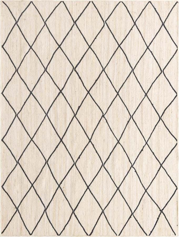 Unique Loom Indoor Rugs - Braided Jute Trellis 8x11 Rectangular Rug Ivory