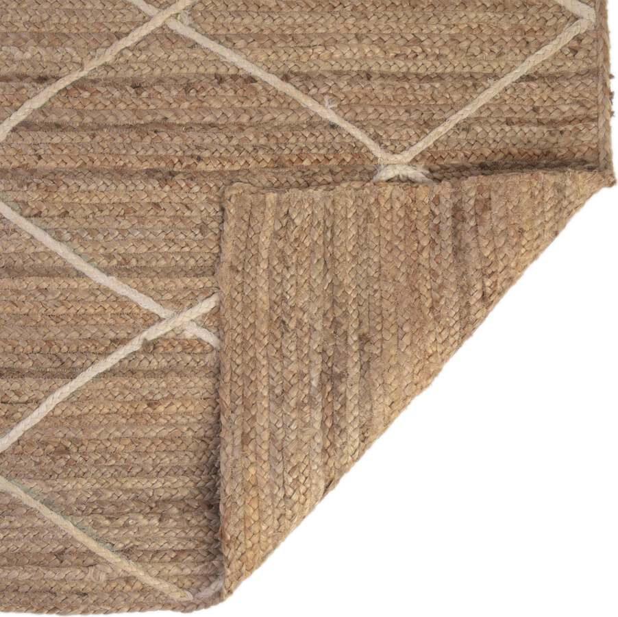 Unique Loom Indoor Rugs - Braided Jute Trellis 8x11 Rectangular Rug Natural/Ivory
