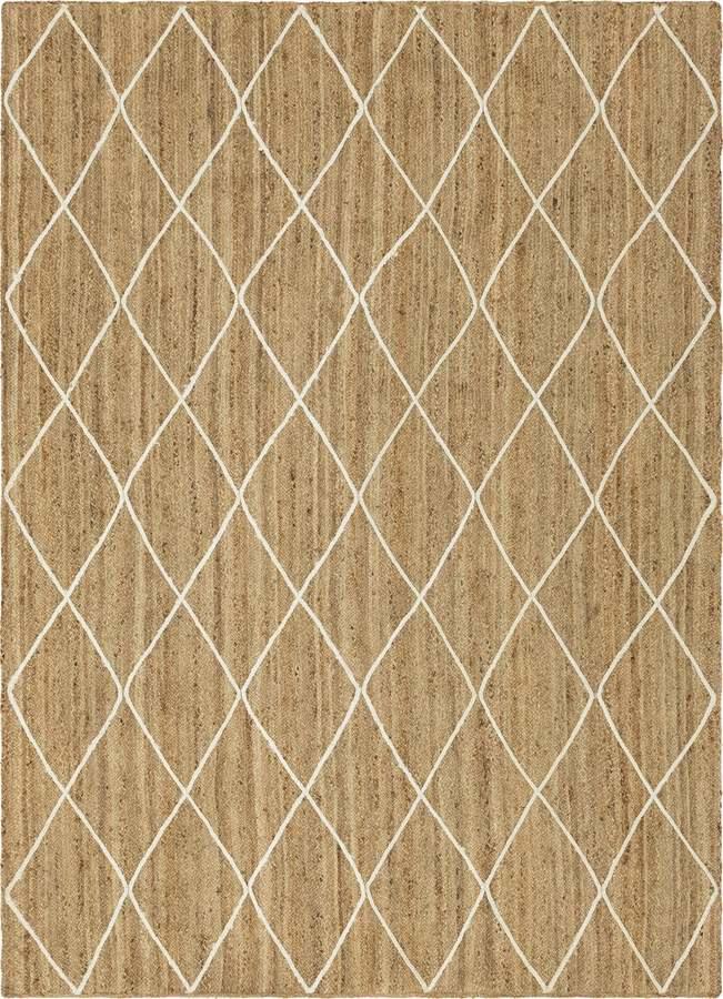 Unique Loom Indoor Rugs - Braided Jute Trellis 8x11 Rectangular Rug Natural/Ivory
