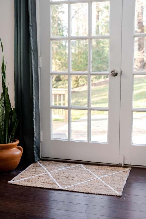 Unique Loom Indoor Rugs - Braided Jute Trellis 8x11 Rectangular Rug Natural/Ivory