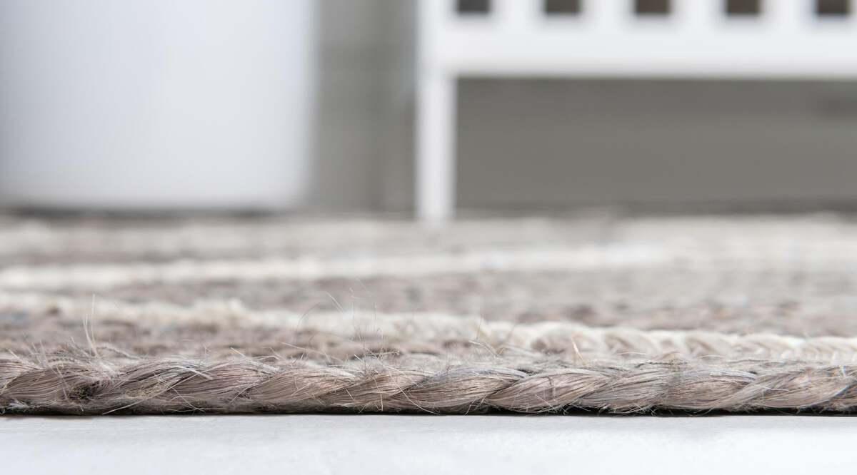 Unique Loom Indoor Rugs - Braided Jute Trellis 9x12 Rectangular Rug Gray