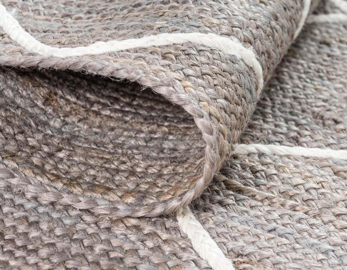 Unique Loom Indoor Rugs - Braided Jute Trellis 9x12 Rectangular Rug Gray