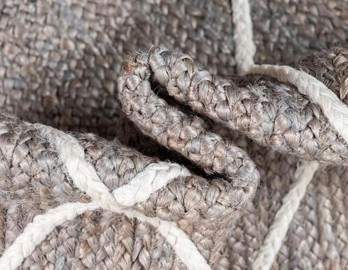 Unique Loom Indoor Rugs - Braided Jute Trellis 9x12 Rectangular Rug Gray