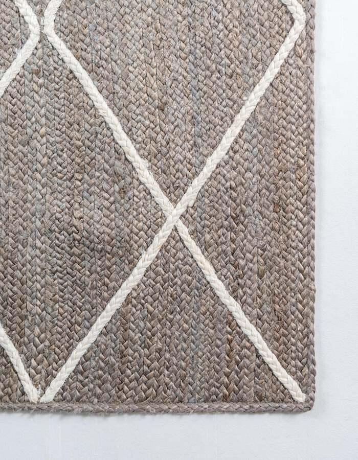 Unique Loom Indoor Rugs - Braided Jute Trellis 9x12 Rectangular Rug Gray
