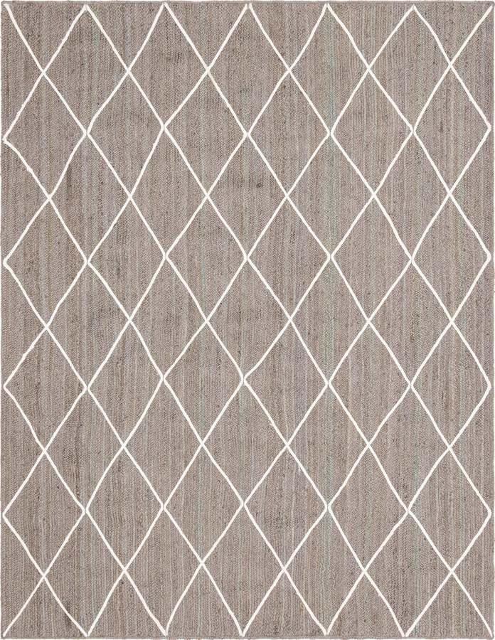 Unique Loom Indoor Rugs - Braided Jute Trellis 9x12 Rectangular Rug Gray