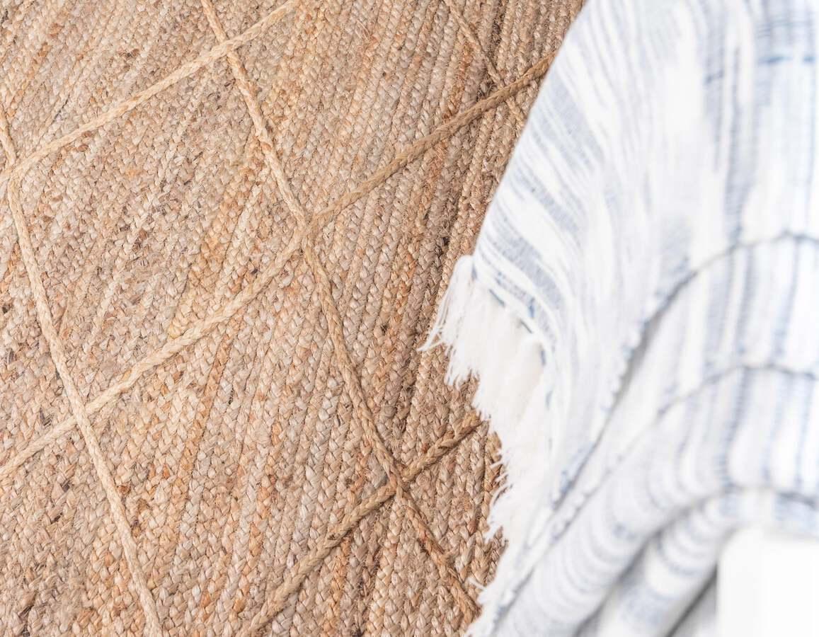 Unique Loom Indoor Rugs - Braided Jute Trellis 9x12 Rectangular Rug Natural