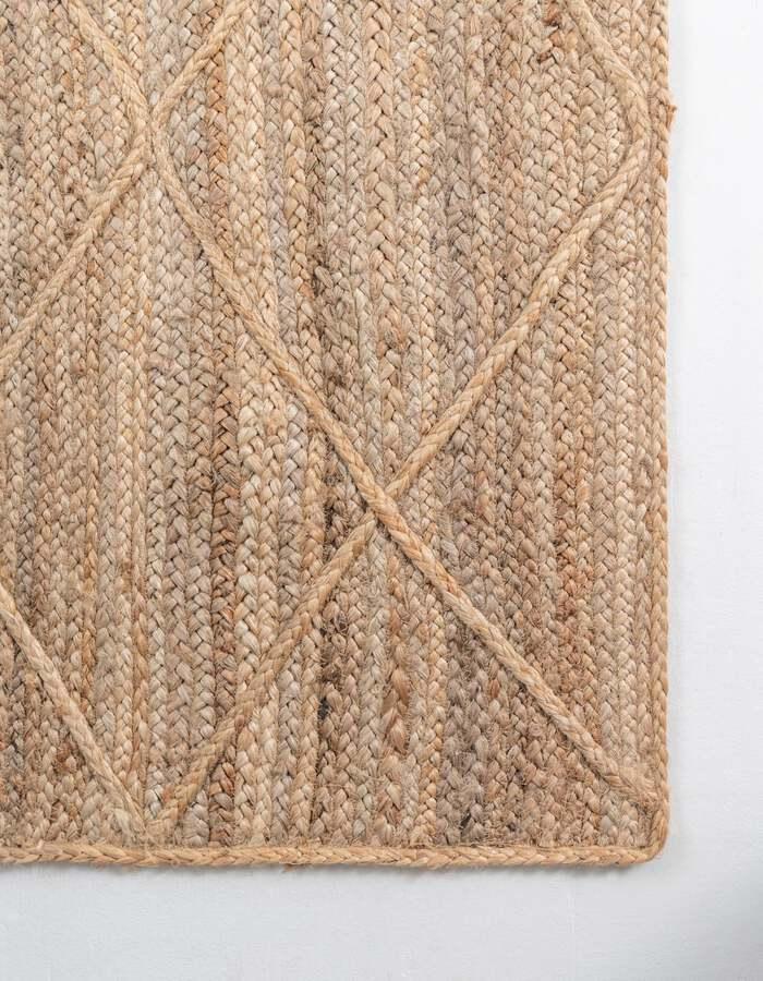 Unique Loom Indoor Rugs - Braided Jute Trellis 9x12 Rectangular Rug Natural