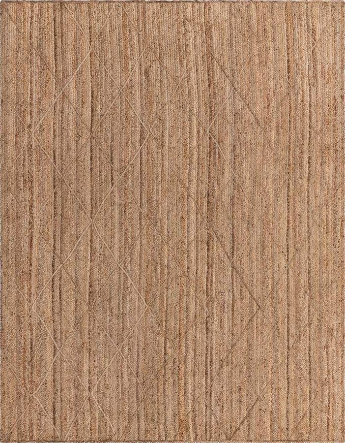 Unique Loom Indoor Rugs - Braided Jute Trellis 9x12 Rectangular Rug Natural