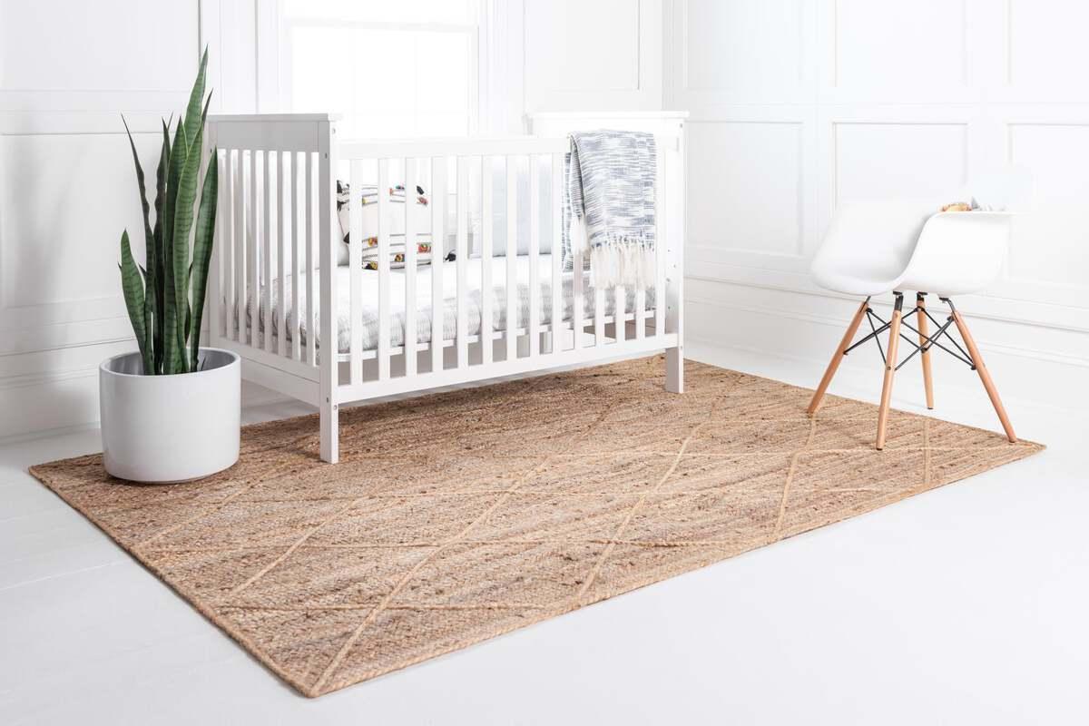 Unique Loom Indoor Rugs - Braided Jute Trellis 9x12 Rectangular Rug Natural