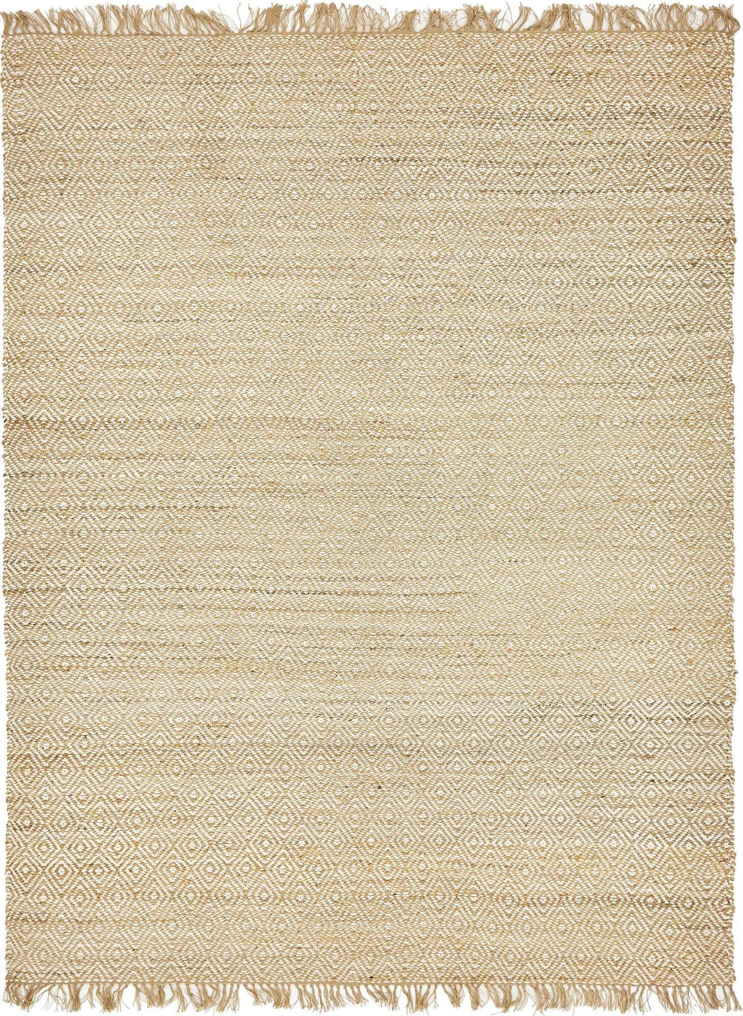 Unique Loom Indoor Rugs - Braided Jute Trellis Rectangular 9x12 Rug Natural & Ivory