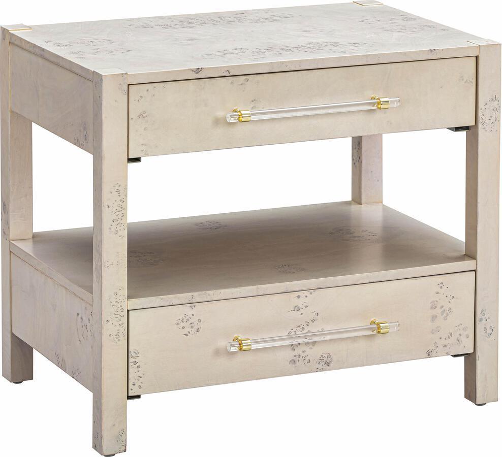 Tov Furniture Nightstands & Side Tables - Brandyss White Burl Nightstand White