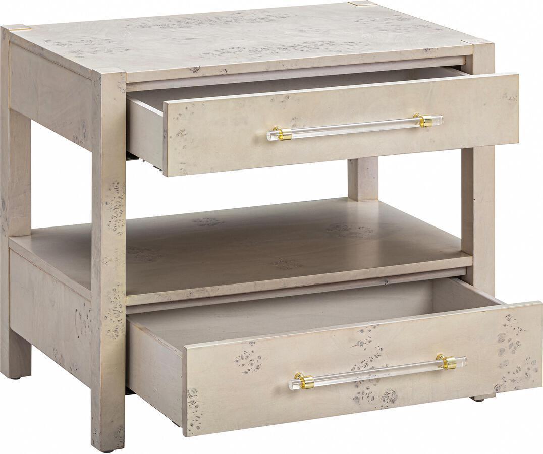 Tov Furniture Nightstands & Side Tables - Brandyss White Burl Nightstand White