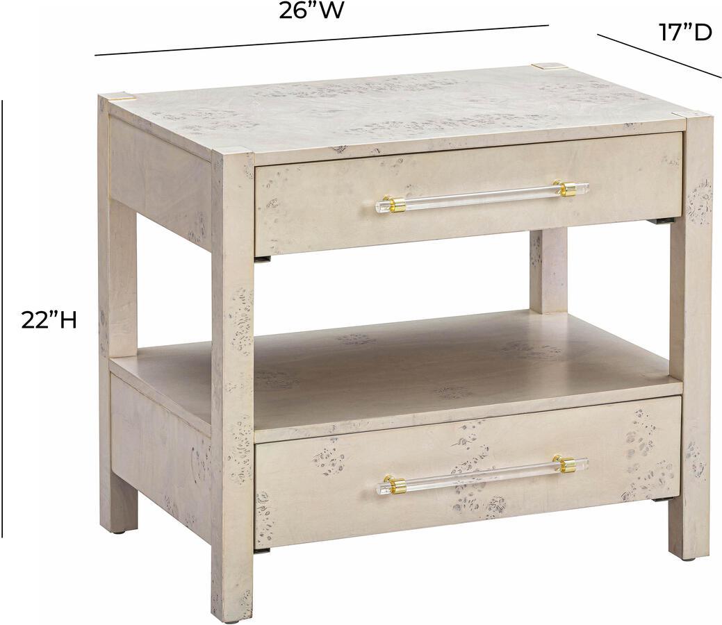 Tov Furniture Nightstands & Side Tables - Brandyss White Burl Nightstand White