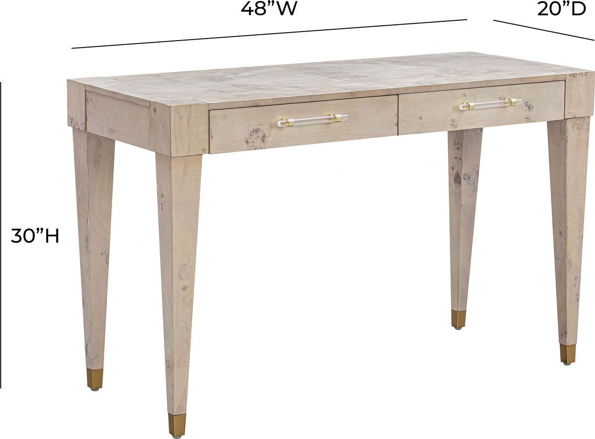 Tov Furniture Desks - Brandyss White Burl Work Desk White