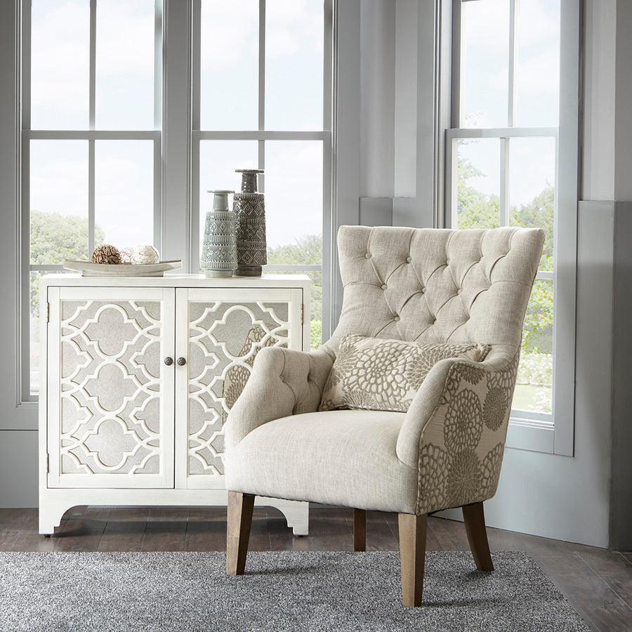 Olliix.com Accent Chairs - Braun Accent Chair with Back Pillow Beige Multicolor