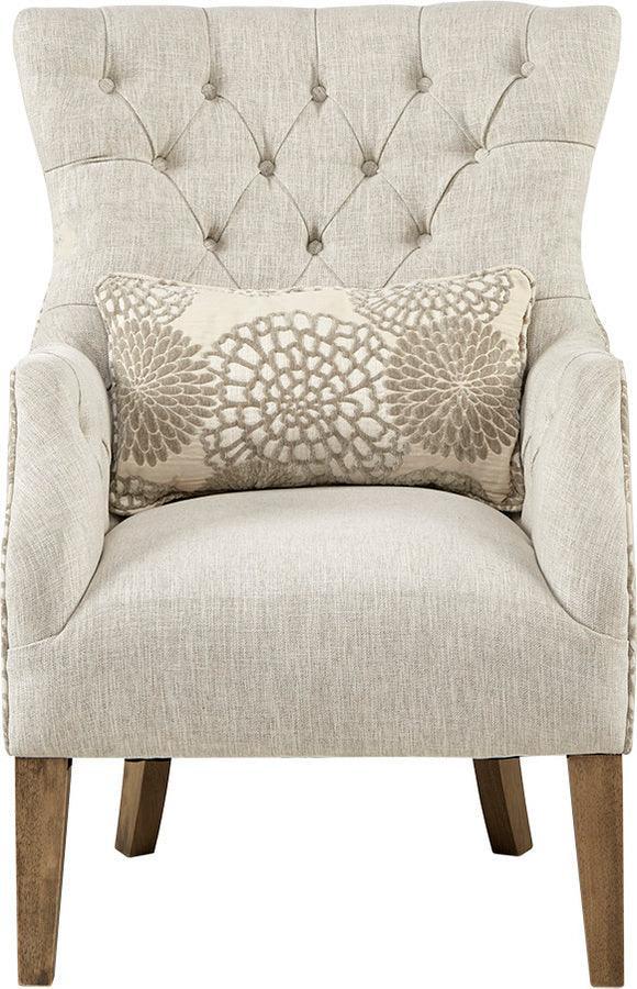 Olliix.com Accent Chairs - Braun Accent Chair with Back Pillow Beige Multicolor