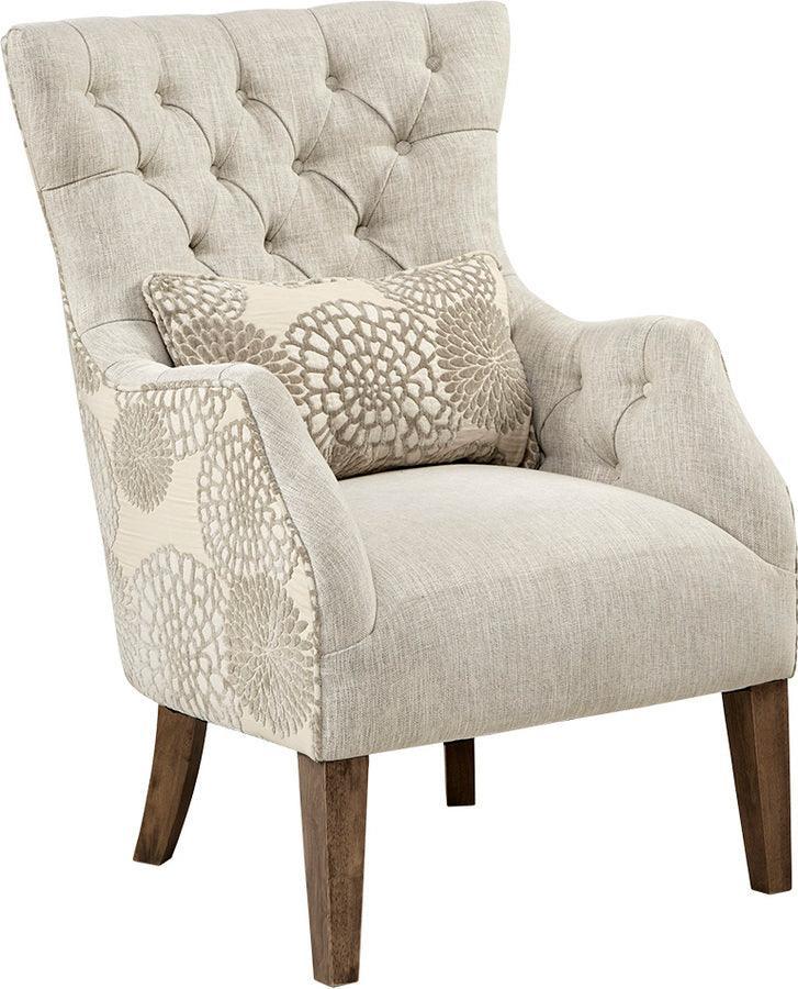 Olliix.com Accent Chairs - Braun Accent Chair with Back Pillow Beige Multicolor