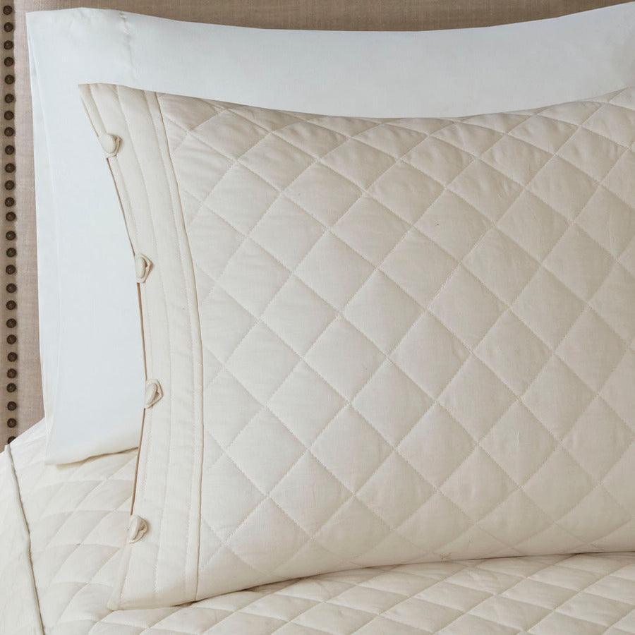 Olliix.com Comforters & Blankets - Breanna King 4 Piece Cotton Reversible Tailored Bedspread Set Ivory