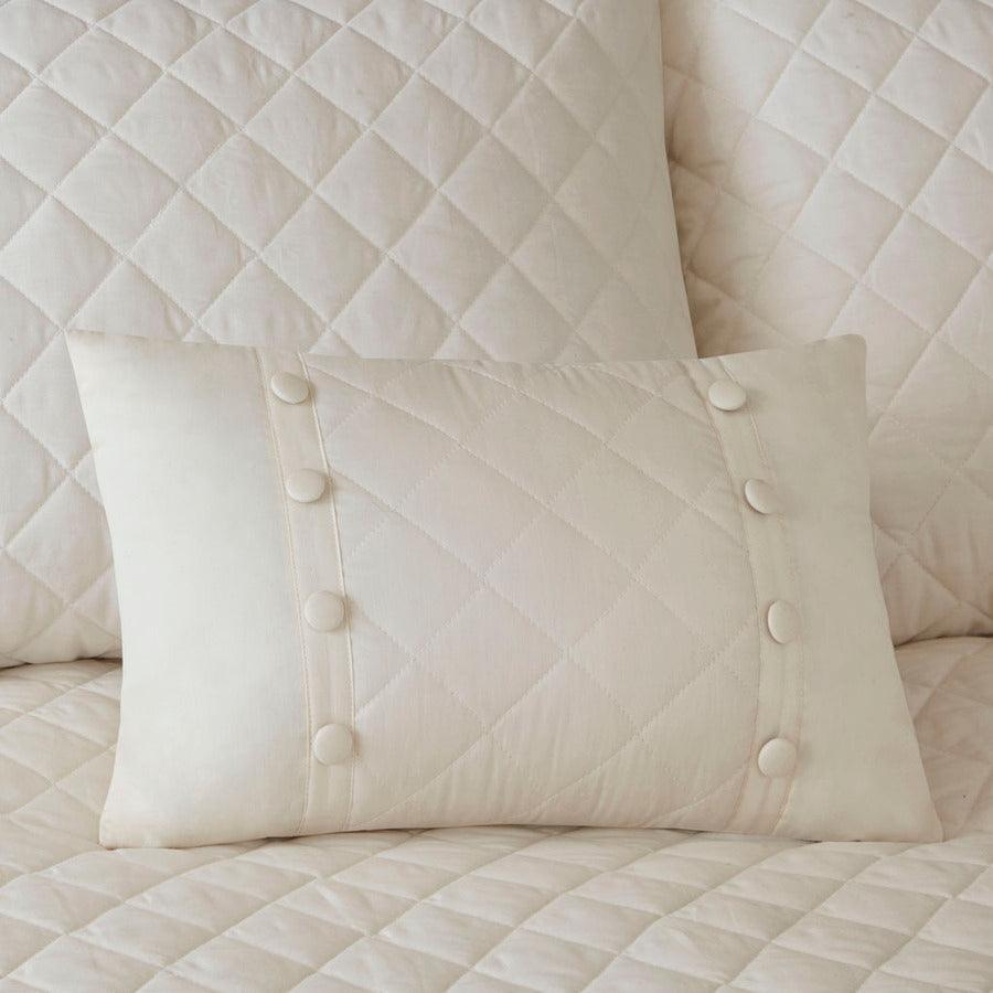 Olliix.com Comforters & Blankets - Breanna King 4 Piece Cotton Reversible Tailored Bedspread Set Ivory