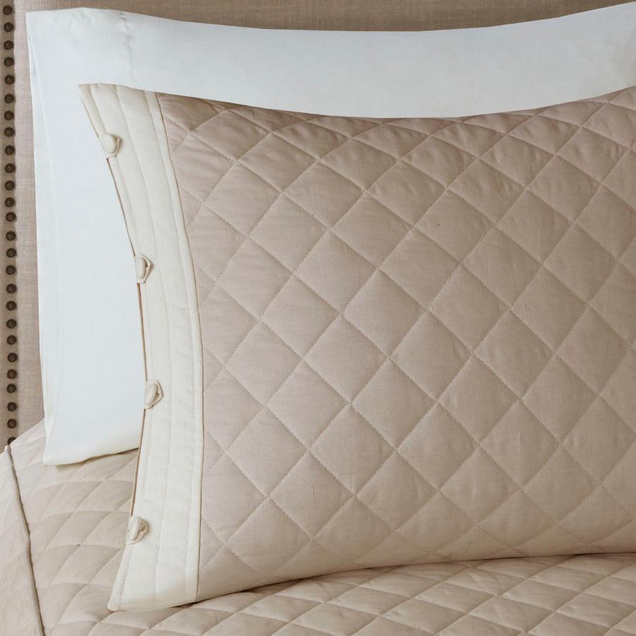 Olliix.com Comforters & Blankets - Breanna Queen 4 Piece Cotton Reversible Tailored Bedspread Set Khaki