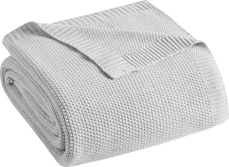 Olliix.com Comforters & Blankets - Bree Casual Knit Blanket Twin Gray