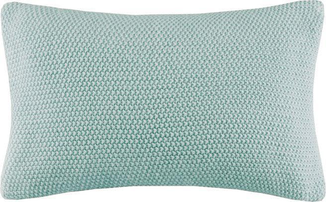 Olliix.com Pillows - Bree Casual Knit Oblong Pillow Cover 12x20" Aqua