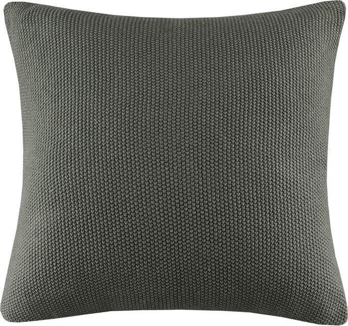 Olliix.com Pillows - Bree Casual Knit Square Pillow Cover 20x20" Charcoal