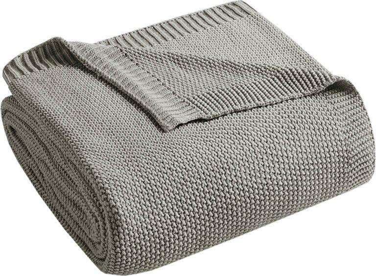 Olliix.com Comforters & Blankets - Bree Mid-Century Knit Blanket Twin Charcoal