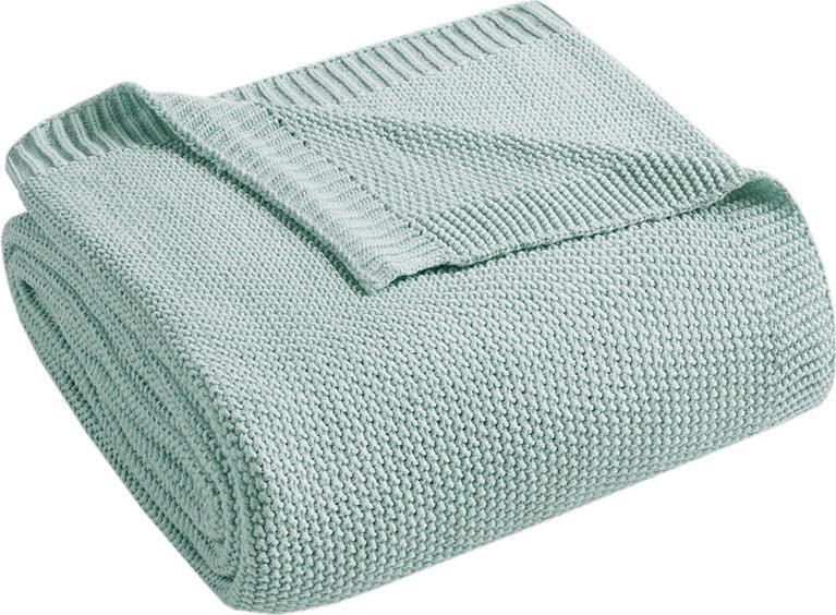 Olliix.com Pillows & Throws - Bree Mid-Century Knit Throw 50x60" Aqua
