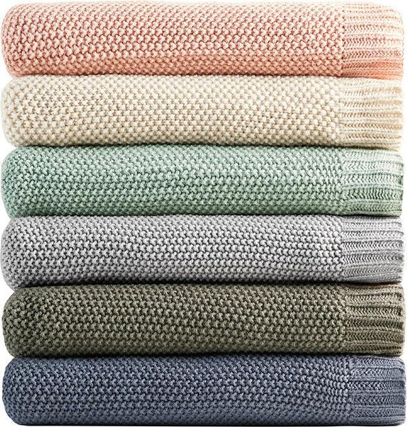 Olliix.com Pillows & Throws - Bree Mid-Century Knit Throw 50x60" Aqua