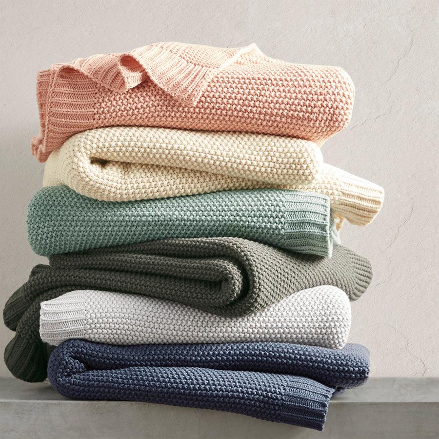 Olliix.com Pillows & Throws - Bree Mid-Century Knit Throw 50x60" Aqua