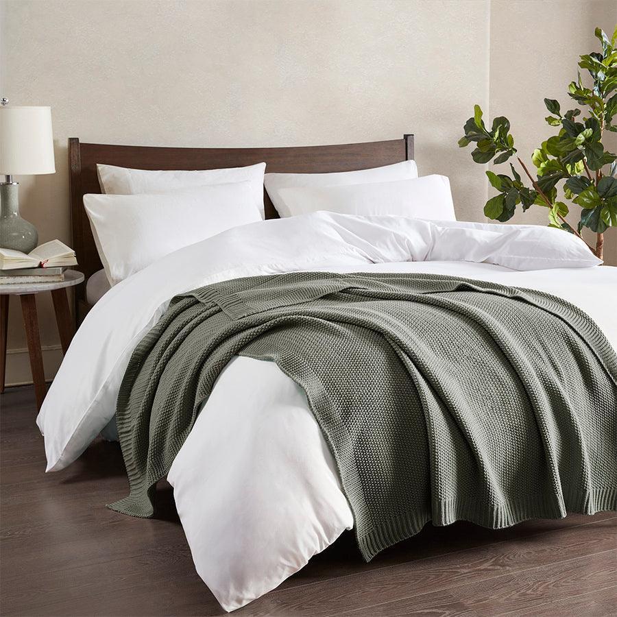 Olliix.com Pillows & Throws - Bree Mid-Century Knit Throw 50x60" Charcoal