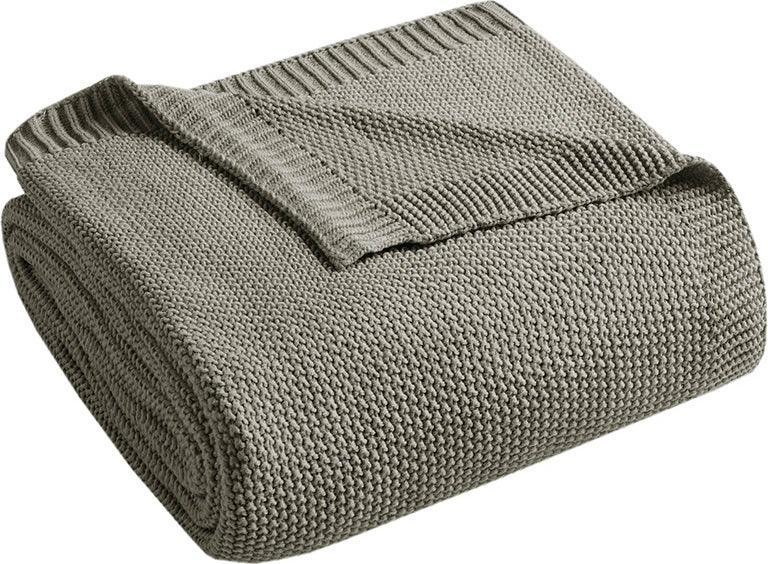Olliix.com Pillows & Throws - Bree Mid-Century Knit Throw 50x60" Charcoal