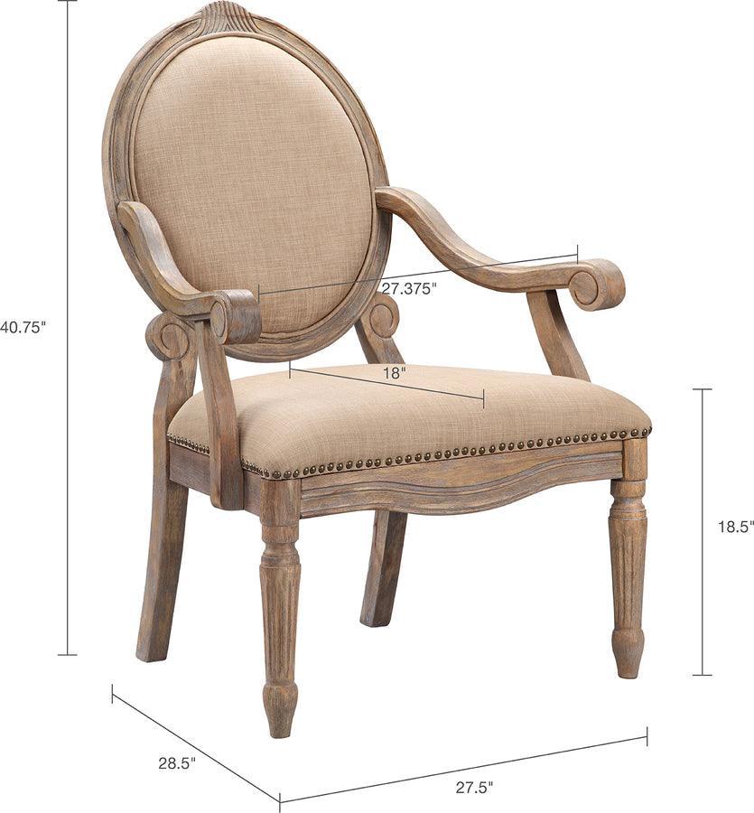 Olliix.com Accent Chairs - Brentwood Exposed Wood Arm Chair Beige