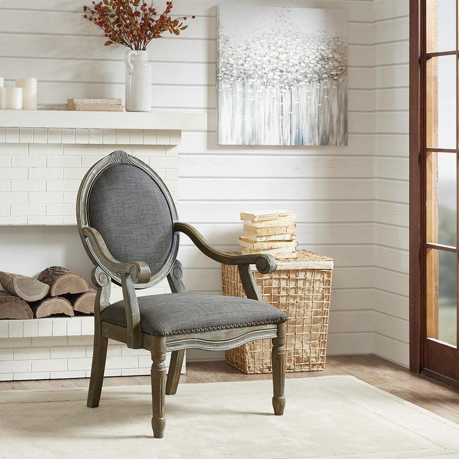 Olliix.com Accent Chairs - Brentwood Exposed Wood Arm Chair Gray