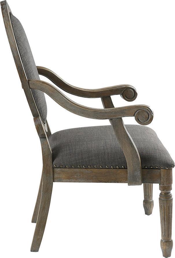 Olliix.com Accent Chairs - Brentwood Exposed Wood Arm Chair Gray