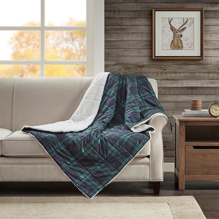 Olliix.com Pillows & Throws - Brewster Casual Softspun Down Alternative Filled Throw 50x70" Blue