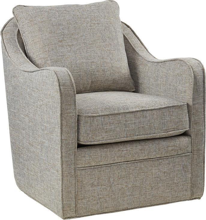 Olliix.com Accent Chairs - Brianne Slub Weave Wide Seat Swivel Arm Chair Gray Multicolor