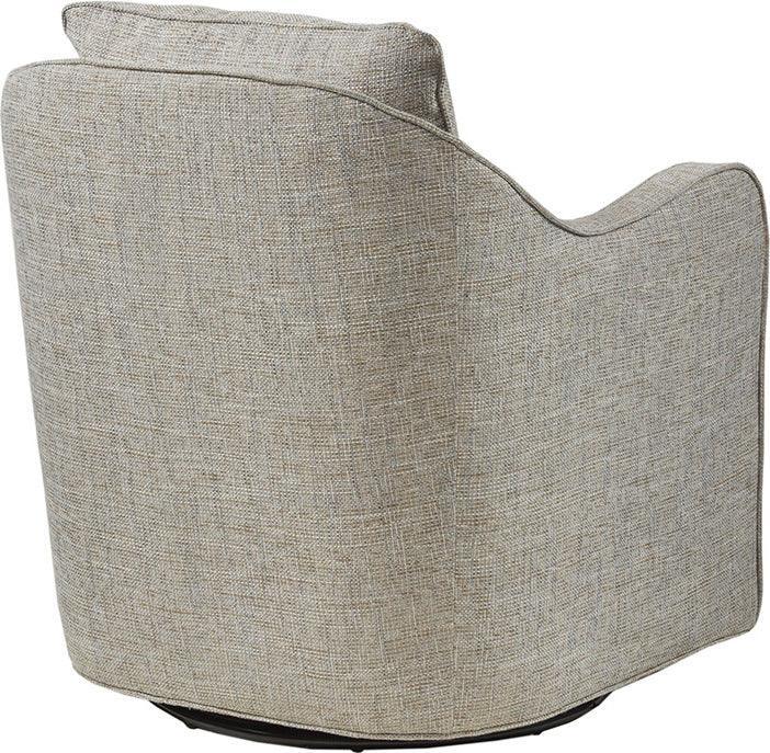 Olliix.com Accent Chairs - Brianne Slub Weave Wide Seat Swivel Arm Chair Gray Multicolor