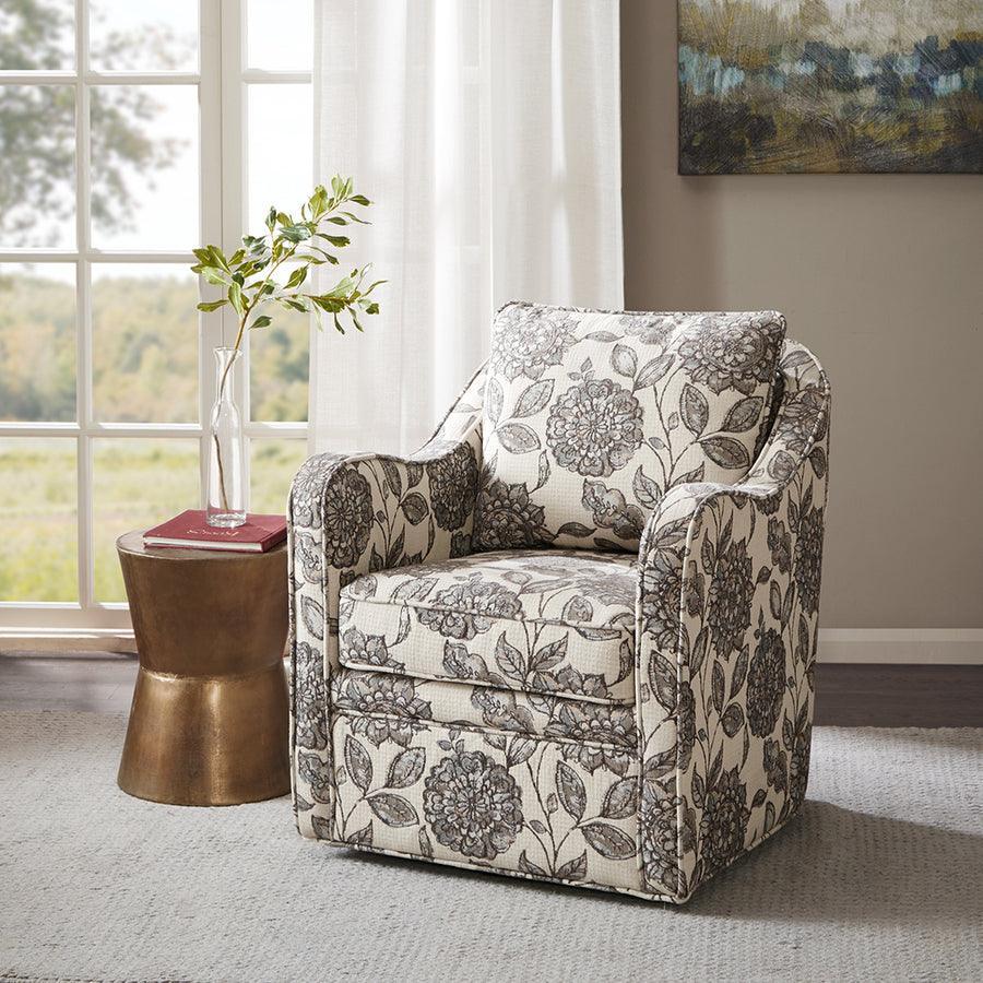 Olliix.com Accent Chairs - Brianne Slub Weave Wide Seat Swivel Arm Chair Multicolor