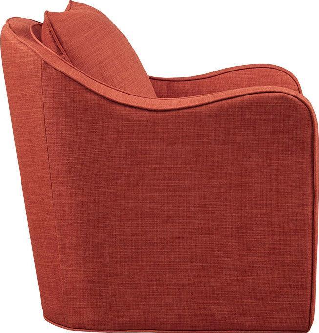 Olliix.com Accent Chairs - Brianne Slub Weave Wide Seat Swivel Arm Chair Orange