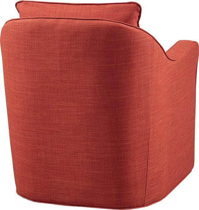 Olliix.com Accent Chairs - Brianne Slub Weave Wide Seat Swivel Arm Chair Orange
